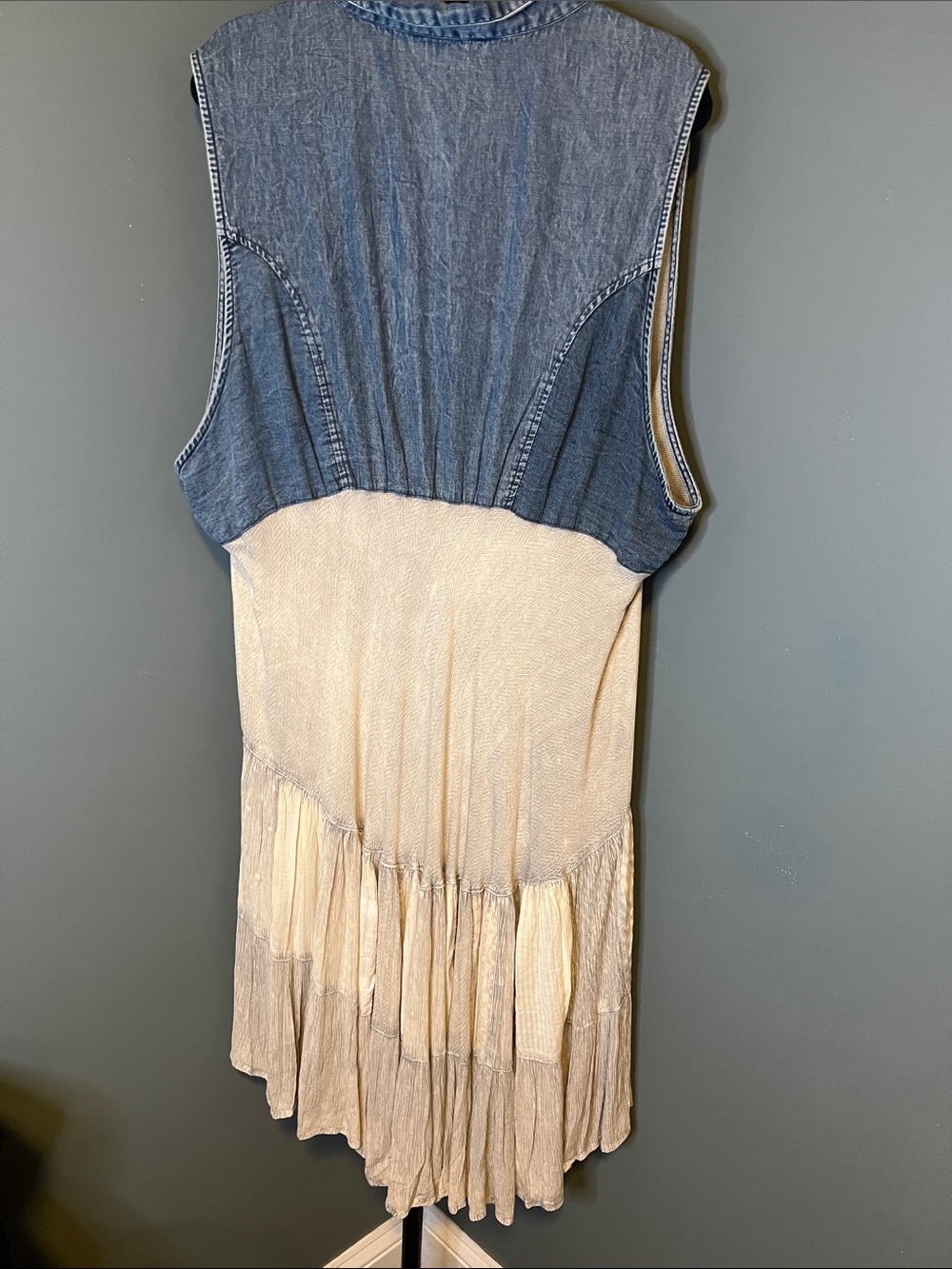 Denim & Latte High-Low Tiered Dress by Young Threads - Picture 5 of 5